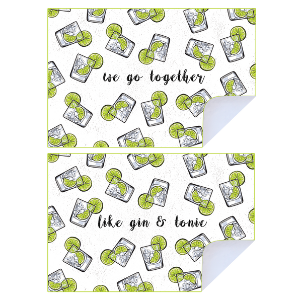 Microfibre Printed Tea Towel - We Go Together Like Gin & Tonic (2 pk)