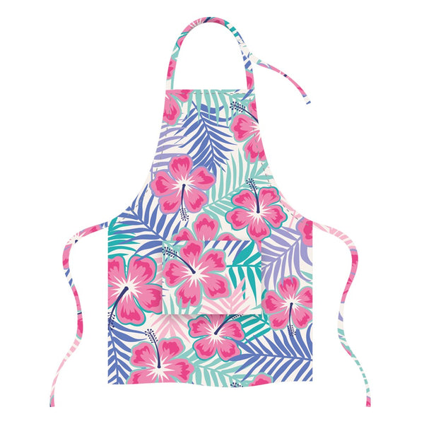 Microfibre Printed Apron - Pink Fern Hibiscus