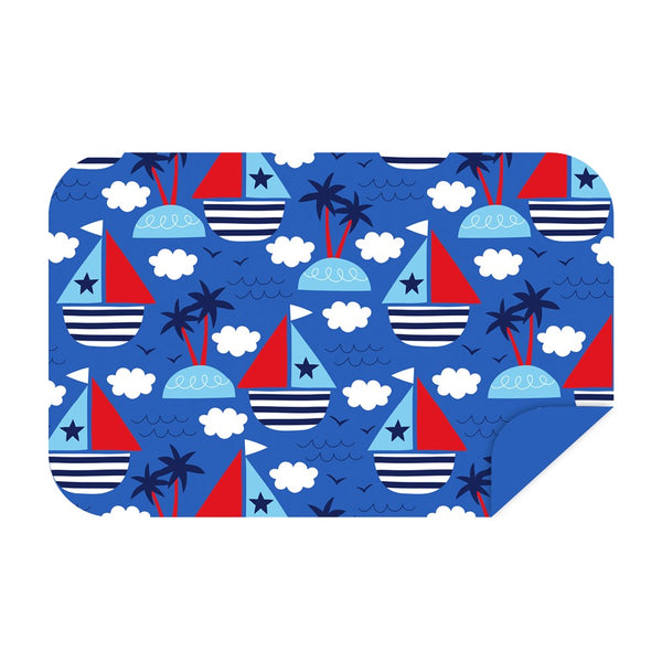 Microfibre L Double Sided Printed Towel - Blue Ships